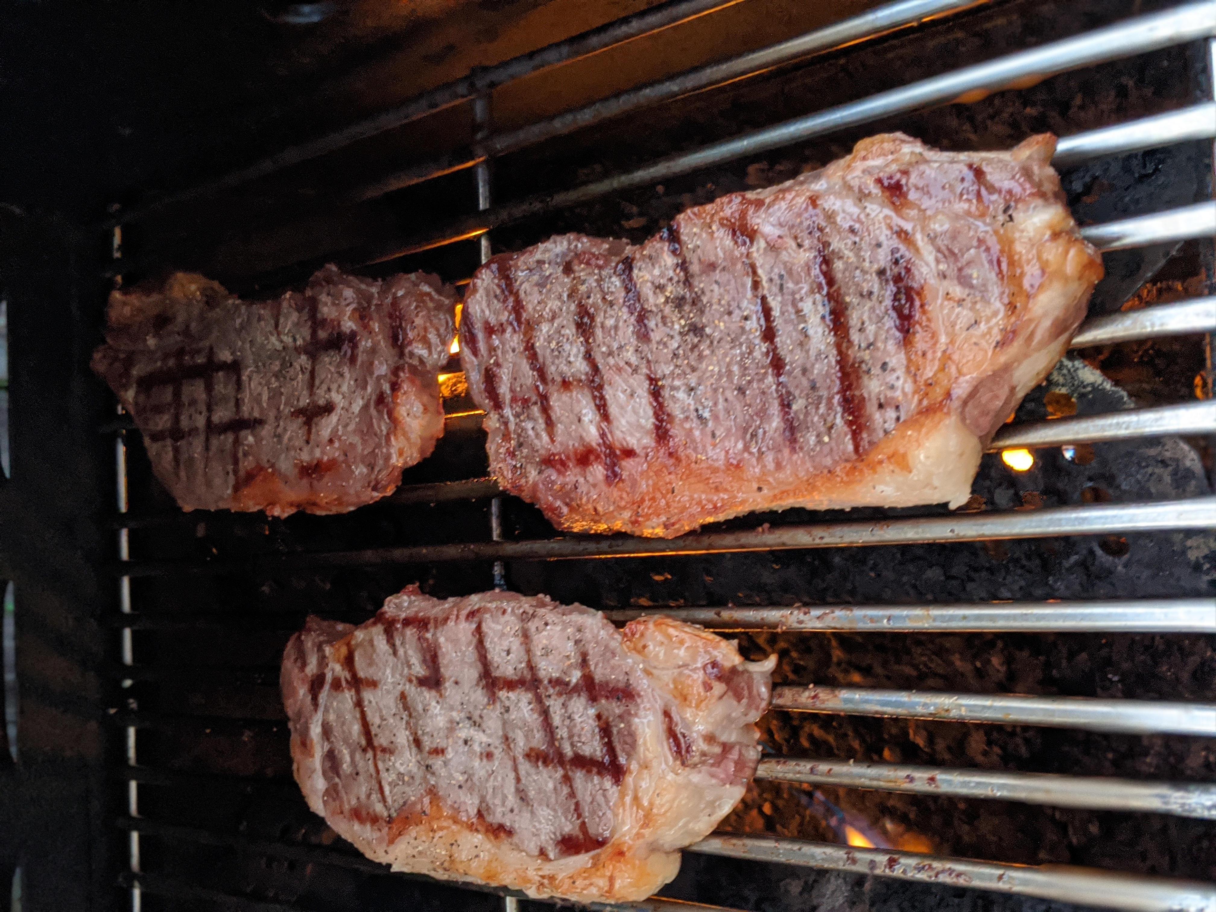 NY strip on grill